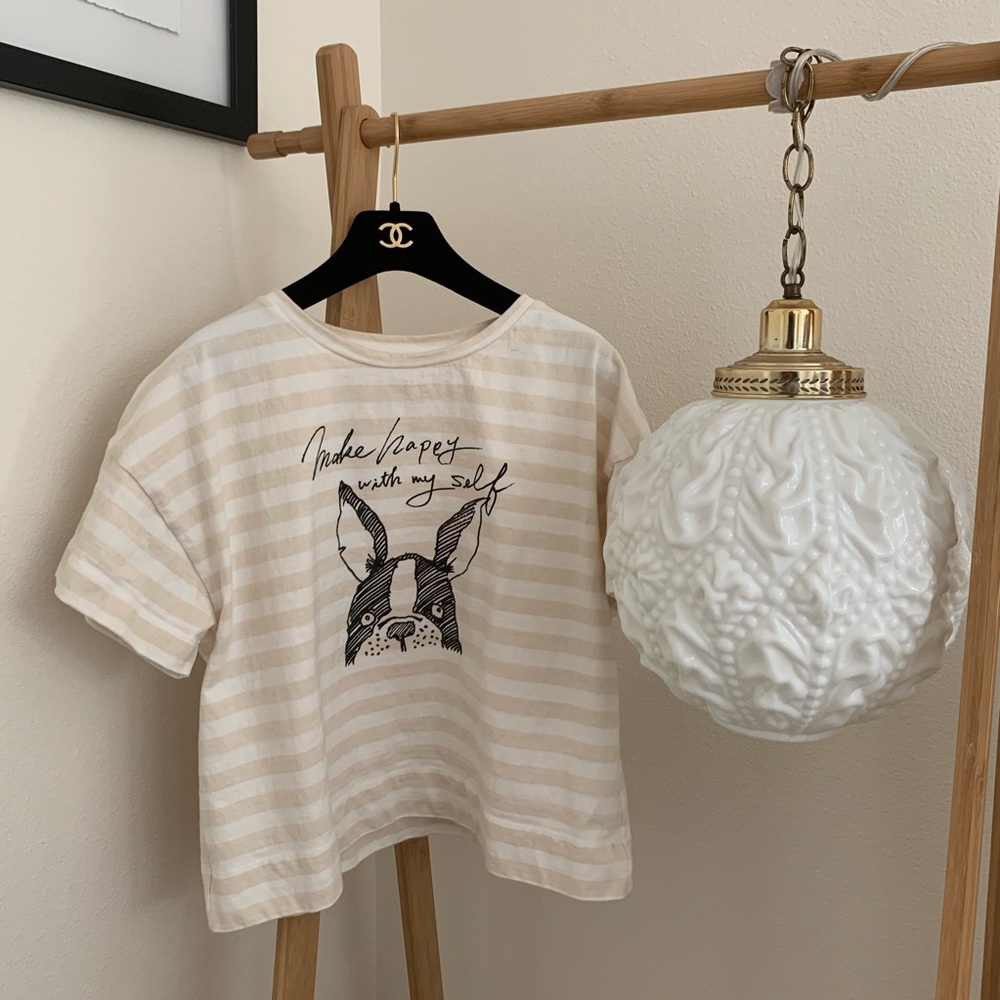 Strip t shirt with cute doggy sketch